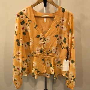 NEW | Nordstrom Leith Yellow Floral Blouse
